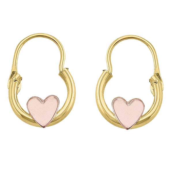 Arracadas Clasicas Con Corazones 1 Cm Oro 10 K