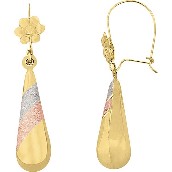 Aretes De Gota Oro Florentino 10 K