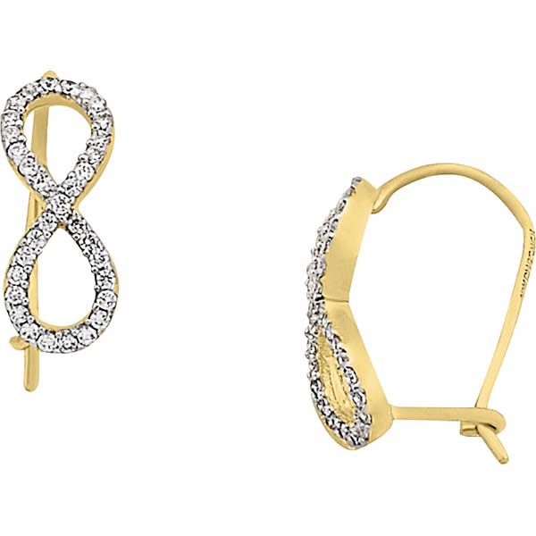 Aretes Infinito Con Circonias En Oro 10 K