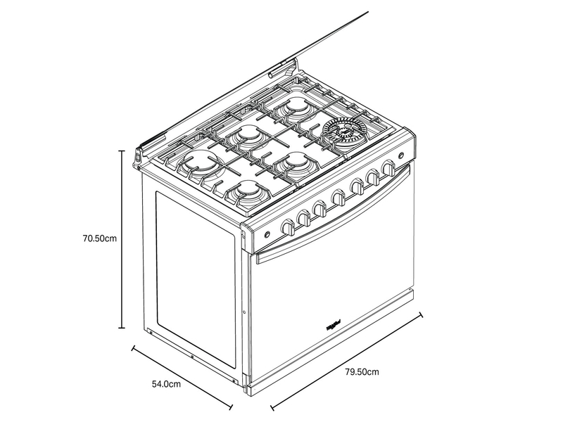 Estufa empotrable Whirlpool WER5100S de 76 cm en Acero Inoxidable.