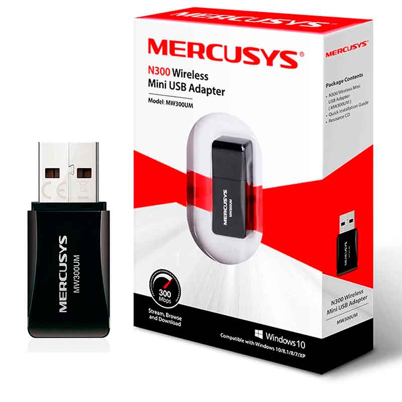 Adaptador Inalambrico USB MERCUSYS MW300UM N 300Mbps 2.0 