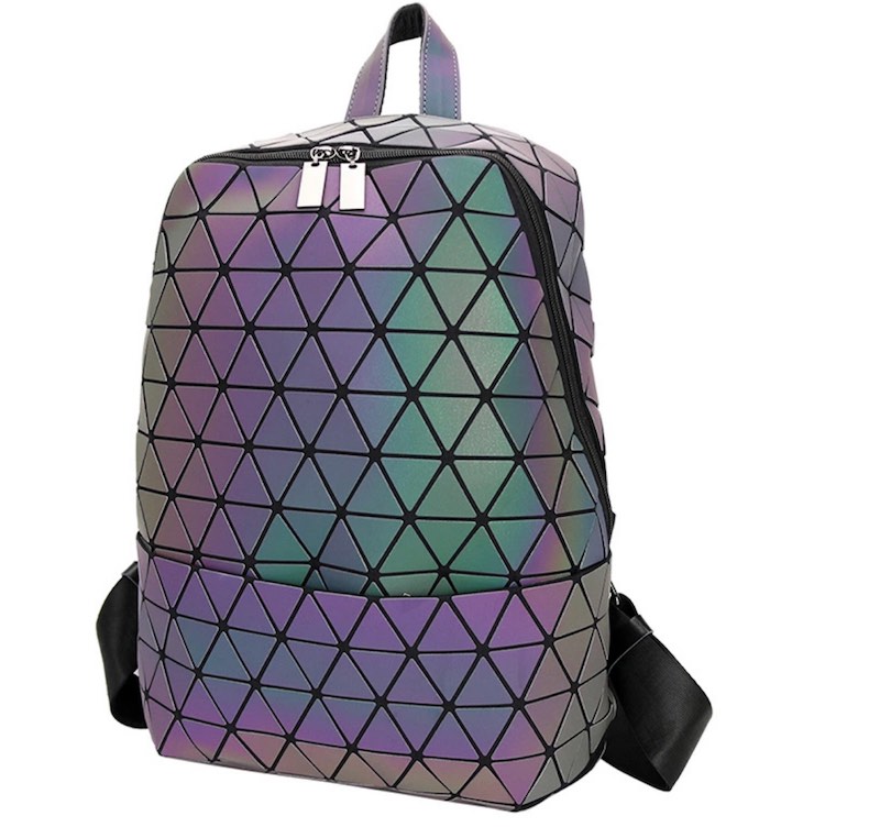 Mochila Backpack luminosa, holográfica, tornasol