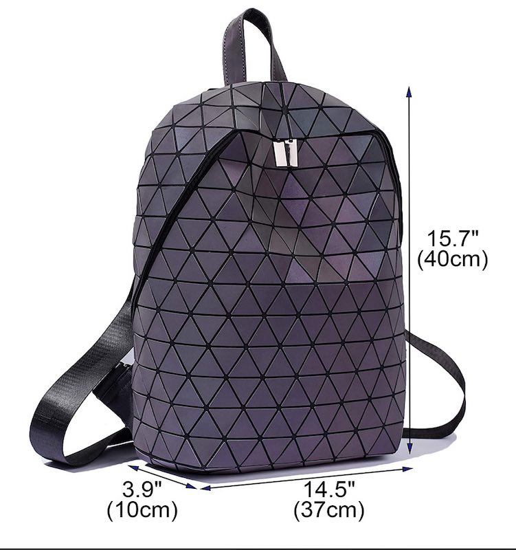 Mochila Backpack luminosa, holográfica, tornasol