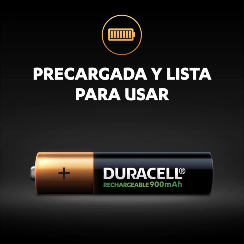 Pila Recargable AAA Duracell 900 Mah Con 4 Piezas 