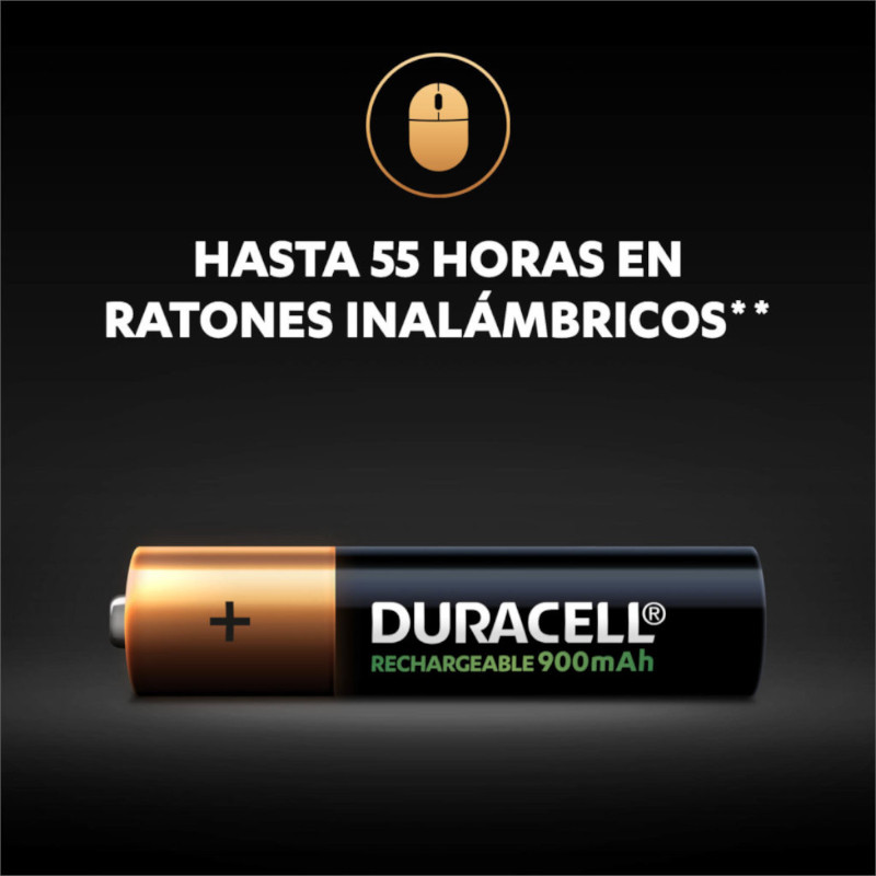 Pila Recargable AAA Duracell 900 Mah Con 4 Piezas 