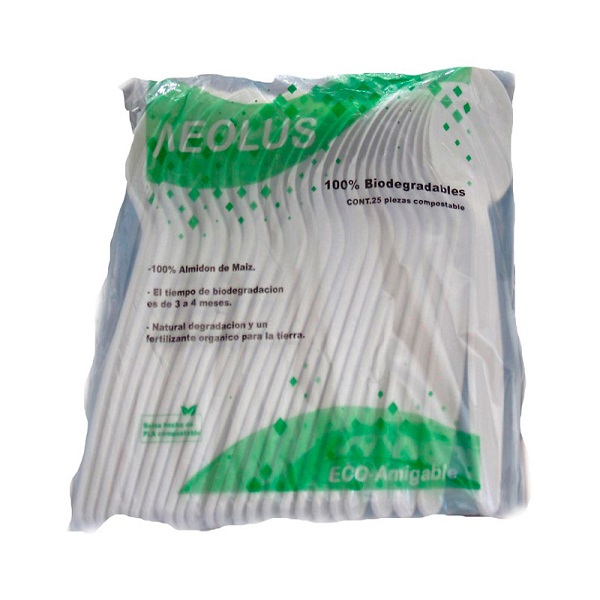 CUCHARA SOPERA BIODEGRADABLE DE FECULA DE MAÍZ, 15CM - AEOLUS