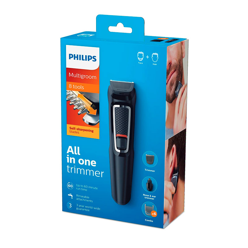 Rasuradora para Hombre Philips Multigroom Series 3000 Set de Arreglo Personal 8 en 1 MG3730/15
