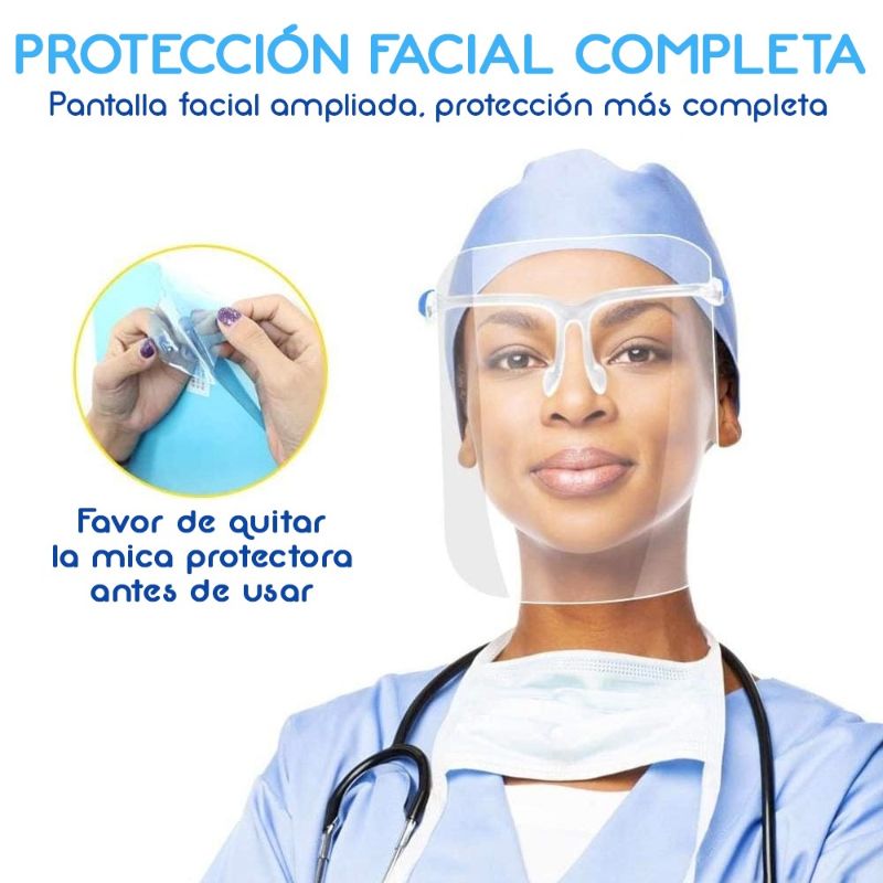 Paquete de 5 Caretas con Lentes Protector Facial Anti Saliva