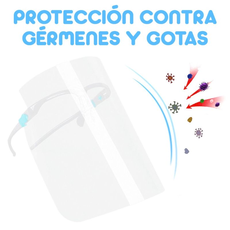 Paquete de 10 Caretas con Lentes Protector Facial Anti Saliva