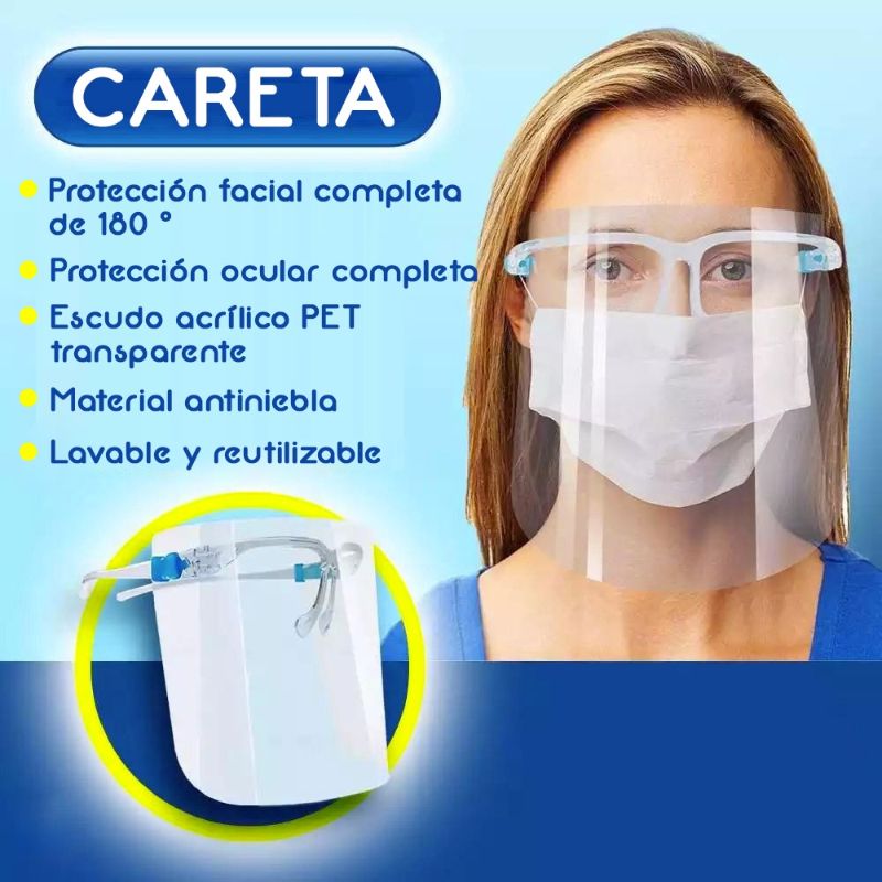 Paquete de 10 Caretas con Lentes Protector Facial Anti Saliva