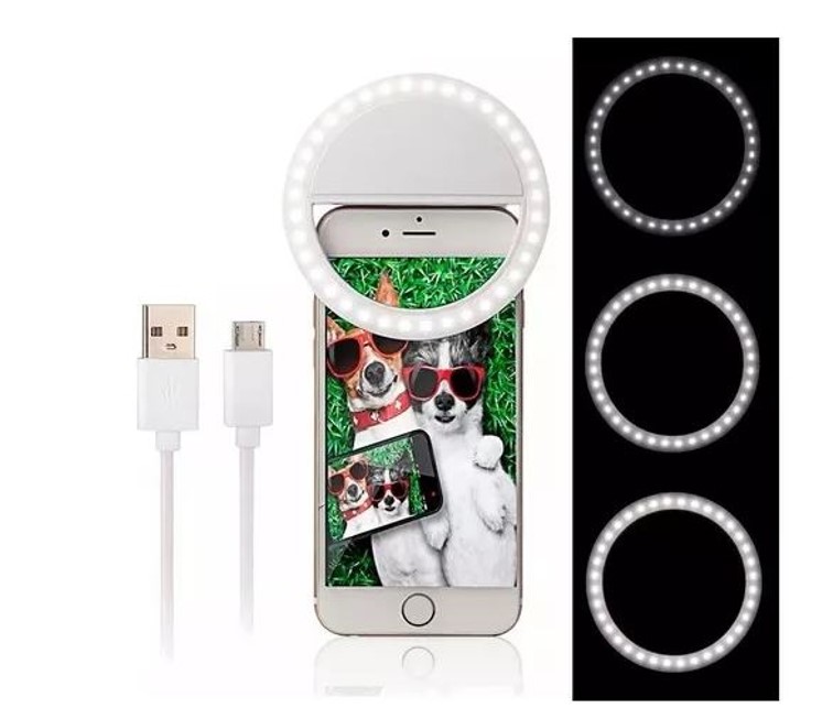 Aro Luz Led Recargable Selfie Flash Android Ios Clip 3 Niveles de luz