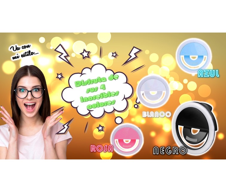 Aro Luz Led Recargable Selfie Flash Android Ios Clip 3 Niveles de luz