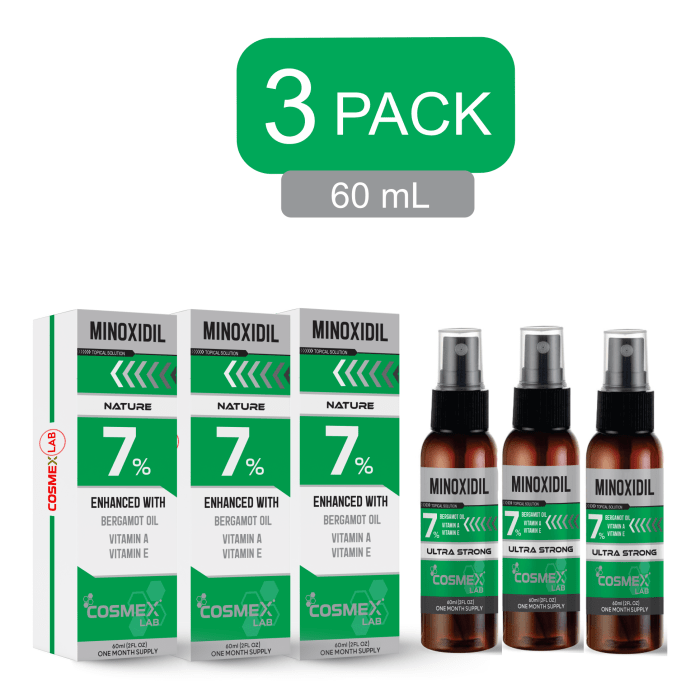 MINOXIDIL 7 Crecimiento Barba y Bigote CosmexLab Nature 60 mL 3 mese