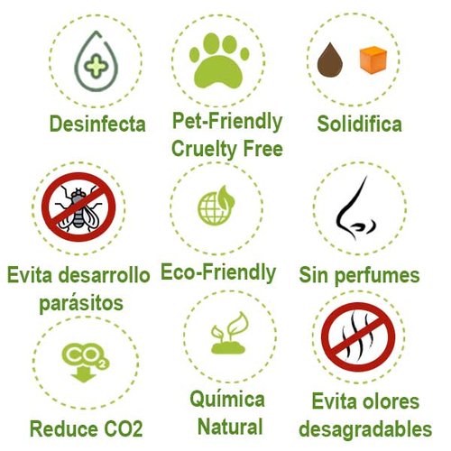 Eliminador olor y desinfectante para heces mascotas / Aglutinante (deshidratante) Diarrea y Vomito mascotas Bio Disposal Neutralizador heces 250 grs