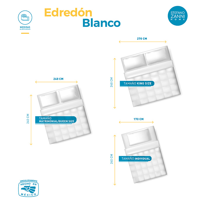 Edredón O Relleno De Duvet Blanco Para Todas las Temporadas 100% Algodón (Matriqueen) Stefano Zanni 