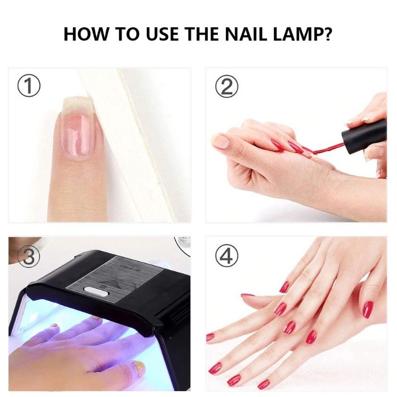 Mini Lámpara de Uñas UV LED 36W, LBP, Esmalte Gel, Plegable, Portátil, Recargable, 13cm (5in) -Rosa