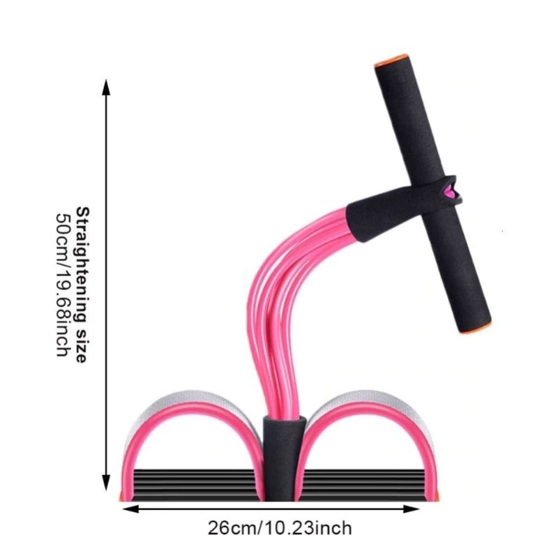 Ligas de Resistencia con Tubo de Agarre y Pedales para Ejercicio Multifuncional, LBP, Banda elástica -Rosa