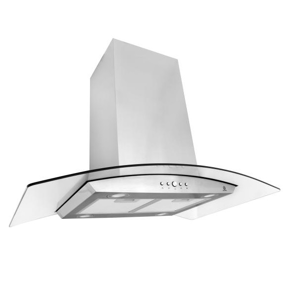 Combo campana decorativa de isla con cristal curvo y parrilla para gas empotrable SUPRA ASCEA campana extractora de acero parrilla de 90 cm con cubierta de acero inoxidable 