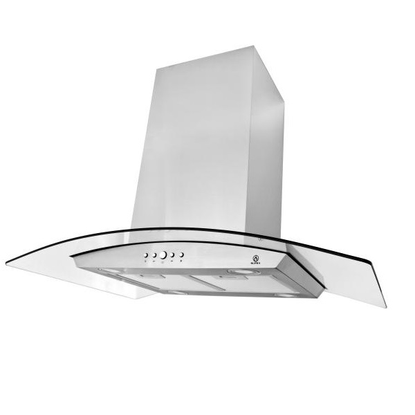 Combo campana decorativa de isla con cristal curvo y parrilla para gas empotrable SUPRA ASCEA campana extractora de acero parrilla de 90 cm con cubierta de acero inoxidable 