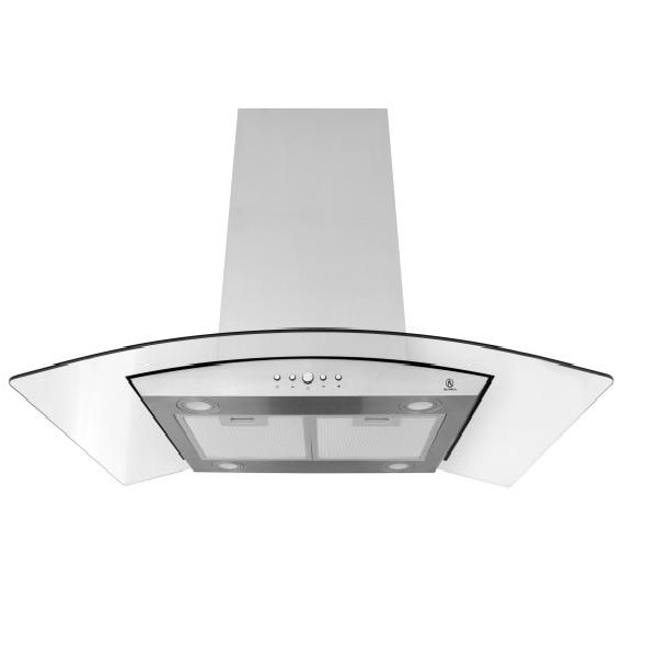 Combo campana decorativa de isla con cristal curvo y parrilla para gas empotrable SUPRA ASCEA campana extractora de acero parrilla de 90 cm con cubierta de acero inoxidable 