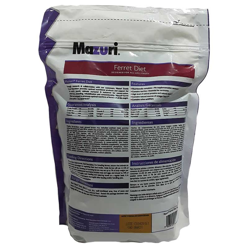 Mazuri Ferret Diet Alimento Para Huron 1 Kg