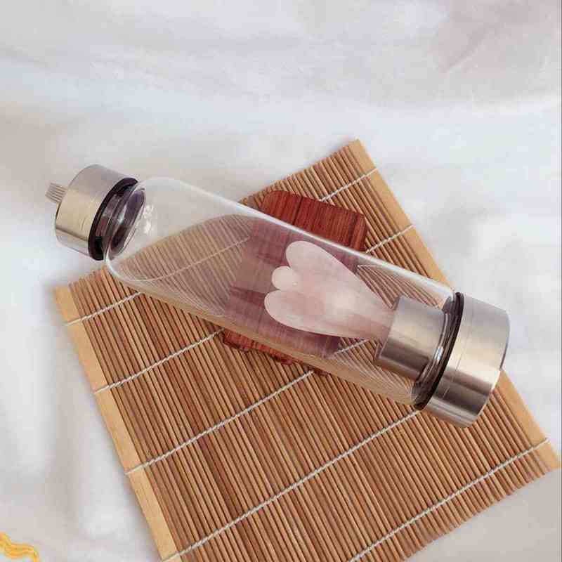 BOTELLA AGUA ANGEL CRISTAL GEMA CUARZO OJO DE TIGRE