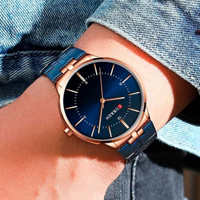Reloj de Hombre Metálico Curren 8321 Azul Clásico y Elegante