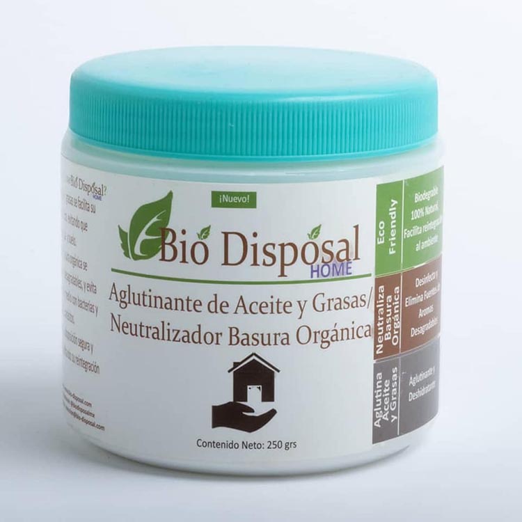 Tratamiento para eliminar Olor en Basura Orgánica y solidificador aceite y grasas Bio Disposal 250 grs