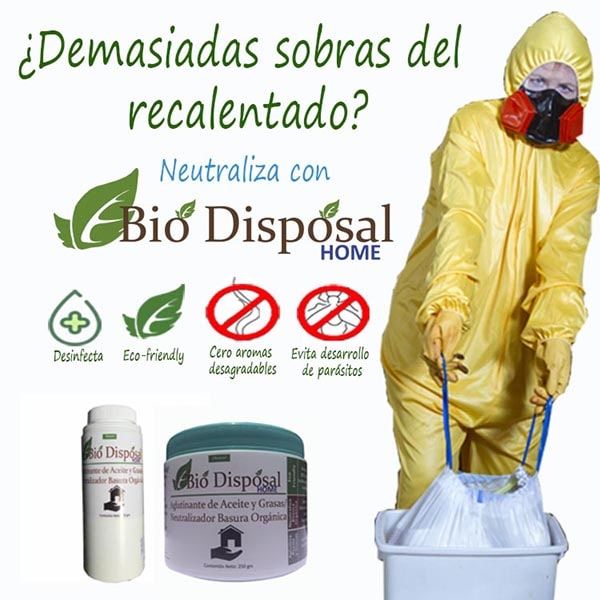 Tratamiento para eliminar Olor en Basura Orgánica y solidificador aceite y grasas Bio Disposal 250 grs