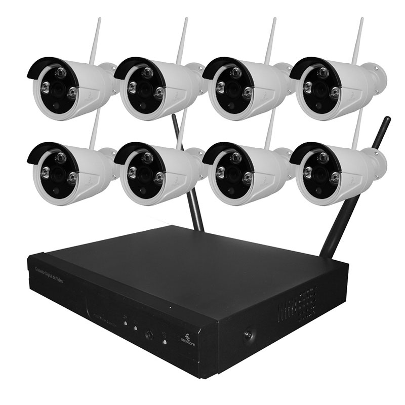Kit CCTV 8 Cámaras Wifi Inalámbricas Seguridad Video HD1080P