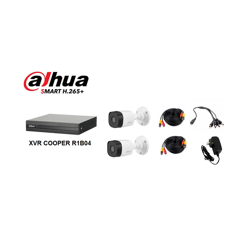 KIT DVR 4CH 2MP 2XCAMARAS B1A21 1080P/2XCAMARAS T1A21/4XCABLES DAHUA COOPER MAX6TB PENTAHIBRIDO 4CH 2MPX DH-KIT/ XVR1B04