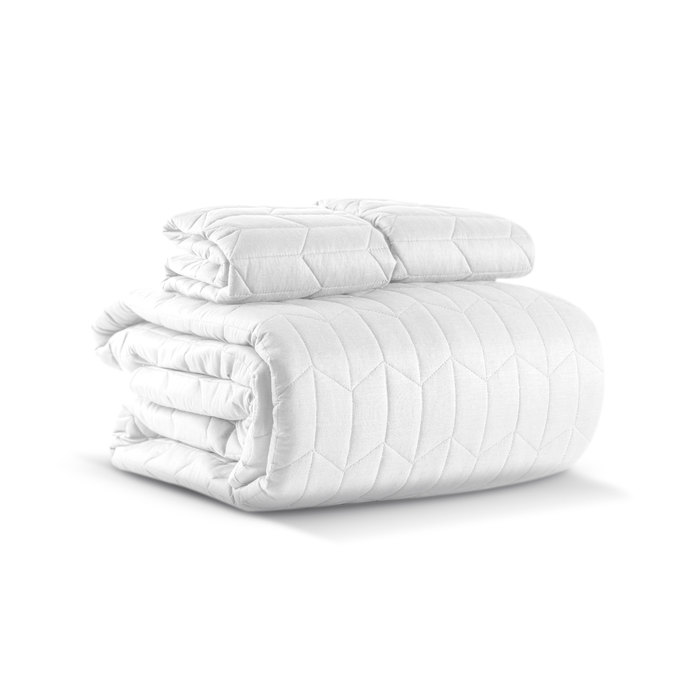 Edredón ligero algodón básico (Incluye Fundas) - Individual - Blanco / Hueso