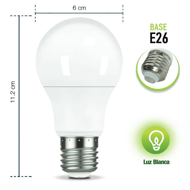 Foco Eco Icon Led 9w A60 Luz Blanca Ilumina 60w Pack 3 Pzas