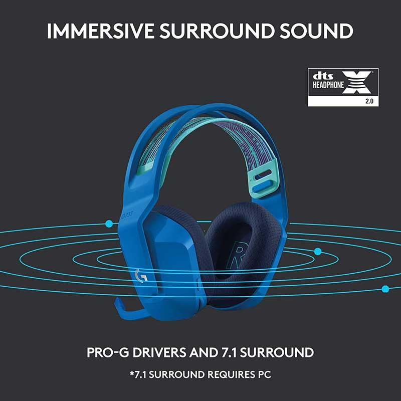 DIADEMA LOGITECH G733 LIGHTSPEED WIRELESS RGB AZUL PC/MAC/PS4 981-000942.