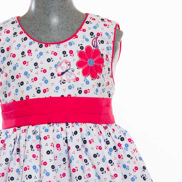 Vestido para Niña Pequeña  1 a 3 años color Blanco con Flores