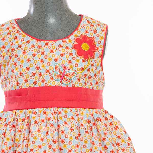 Vestido para Niña Pequeña  1 a 3 años color Coral con Flores