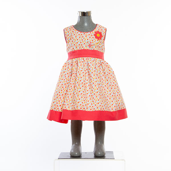 Vestido para Niña Pequeña  1 a 3 años color Coral con Flores