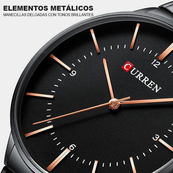 Reloj de Hombre Metálico Curren 8321 Negro Clásico y Elegante