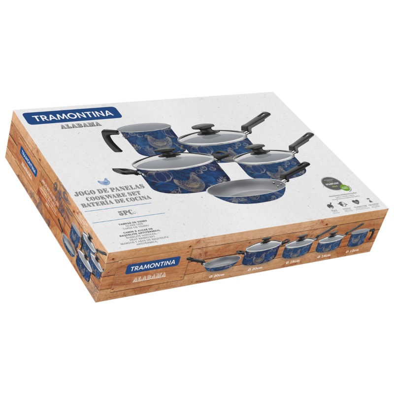 Batería de cocina Tramontina Alabama 27899/398 8 piezas Azul END1D