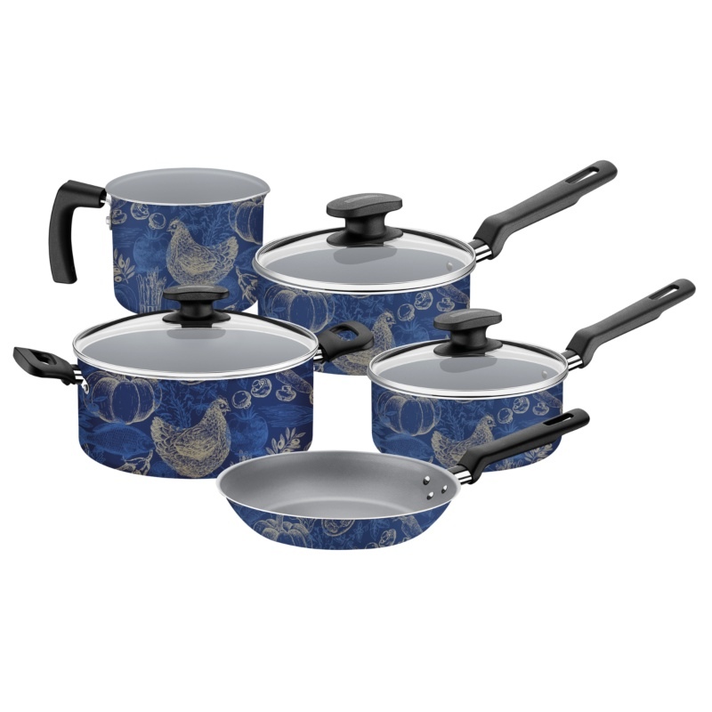 Batería de cocina Tramontina Alabama 27899/398 8 piezas Azul END1D