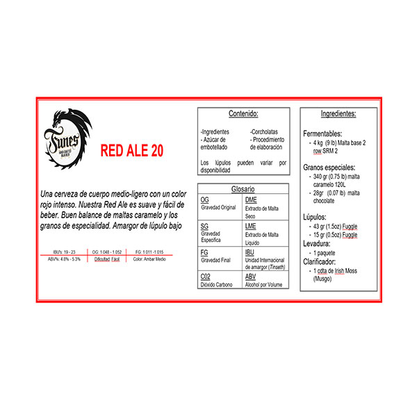 Ingredientes para hacer Cerveza tipo RED ALE