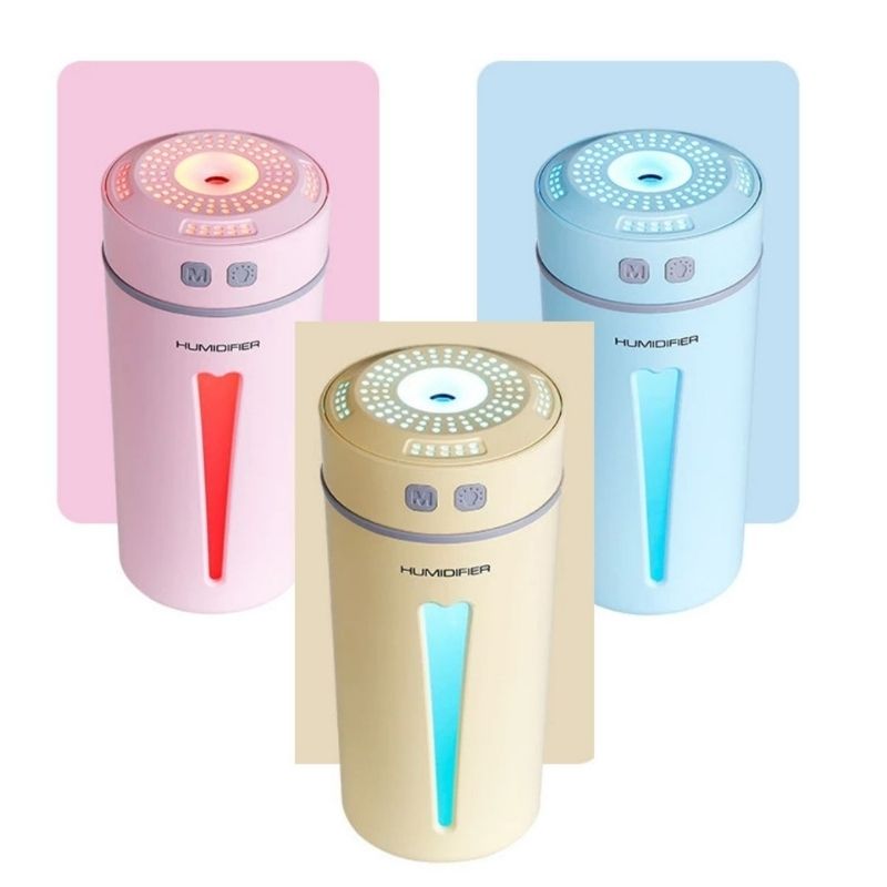 Humidificador Difusor Aceites Esenciales, LBP, Cilindro Ventana con luz LED, 14.7cm (5.7in) -Azul