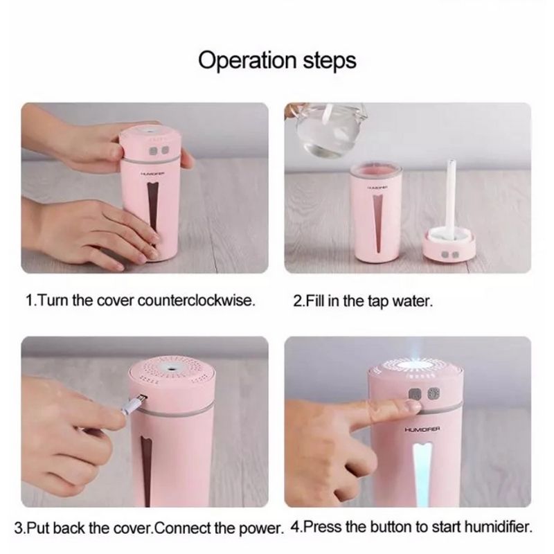 Humidificador Difusor Aceites Esenciales, LBP, Cilindro Ventana con luz LED, 14.7cm (5.7in) -Azul