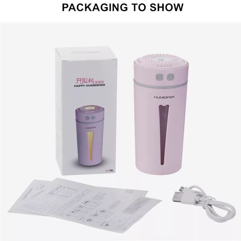 Humidificador Difusor Aceites Esenciales, LBP, Cilindro Ventana con luz LED, 14.7cm (5.7in) -Azul