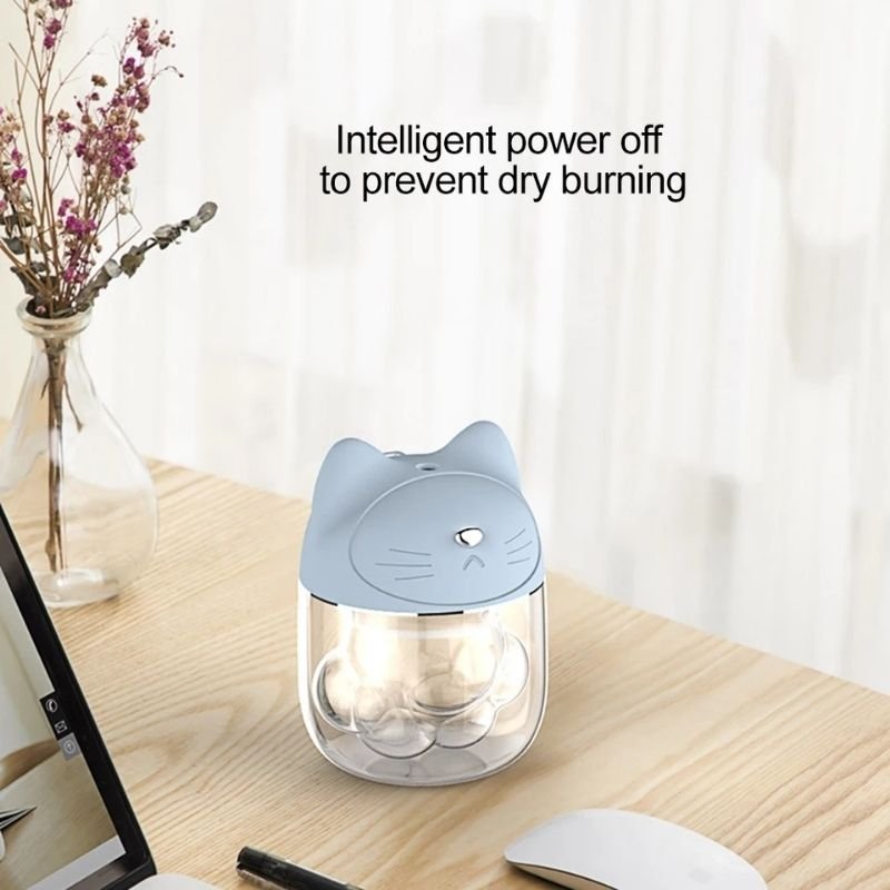 Humidificador Lámpara Luz Led Gato, LBP, Transparente, Difusor Aceites Esenciales, 12 cm (4.8in) -Gris