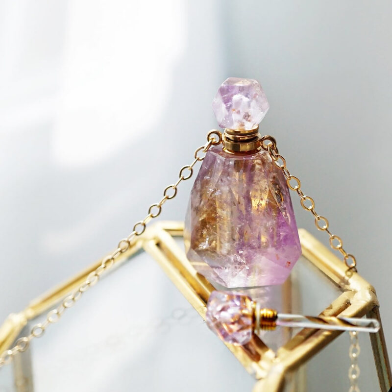 COLLAR PERFUMERO CUARZO AMATISTA ESCENCIA ACEITE