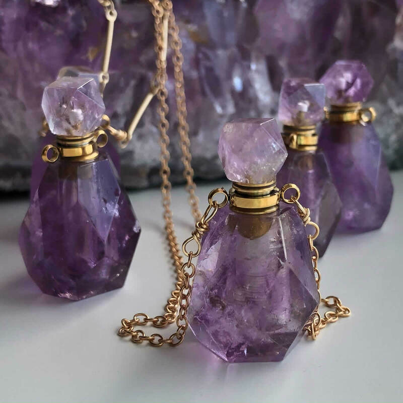 COLLAR PERFUMERO CUARZO AMATISTA ESCENCIA ACEITE
