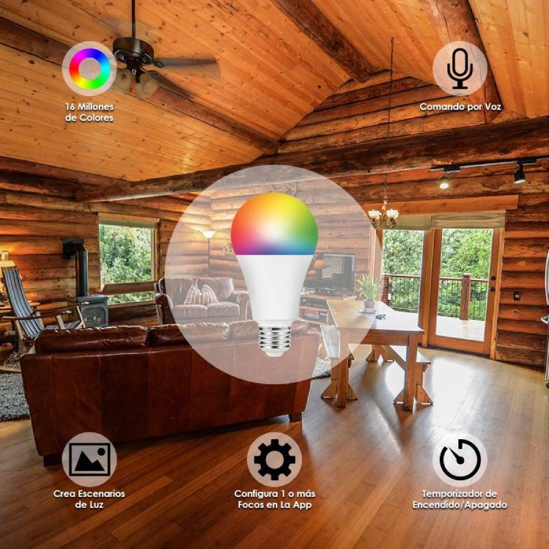 Foco Inteligente  Multicolores Led Wifi Compatible Con Alexa Y Google Home