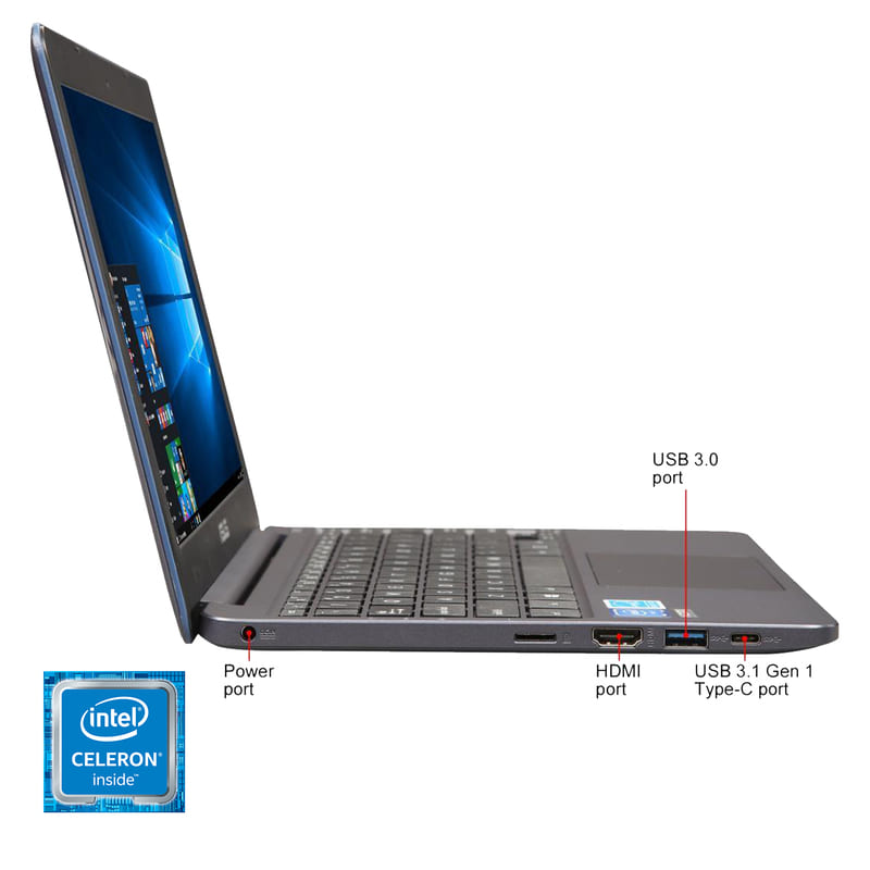 Laptop Asus VivoBook L203M Ultra-Thin Laptop HD, Intel Celeron N4000 4GB/64GB - Azul + Impresora + Mochila