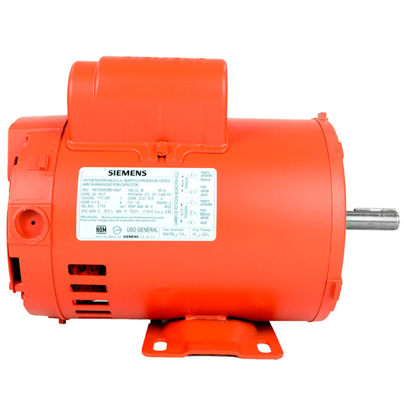 Motor Eléctrico Monofásico Siemens De 1-1/2 Hp En Baja Con Cuñero
